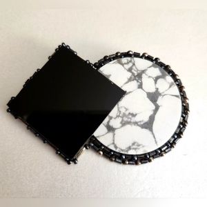 Chipita Jewelry by Joan Eagle Geometric Natural Onyx & Beaded Handcrafted Brooch